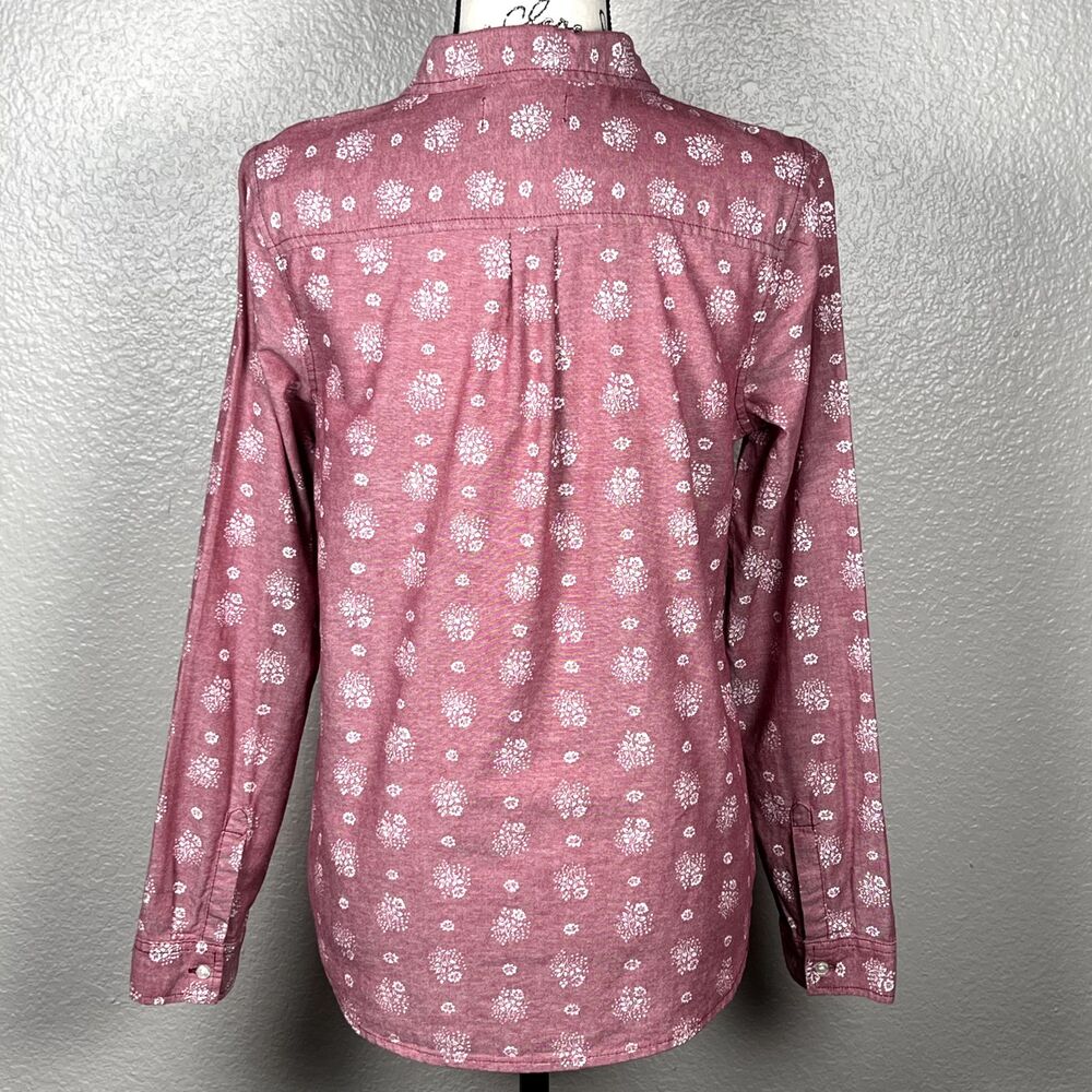 Old Navy Sz M Pink Flower Power Long Sleeve Button Down Shirt Pocket Cotton - Picture 2 of 11